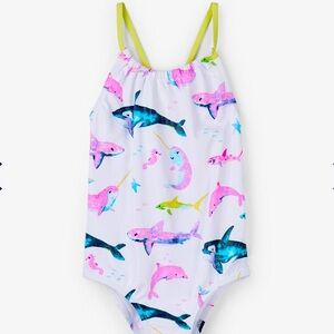 Hatley Girls Watercolour Sea Friends One-Piece Swimsuit, Size 6